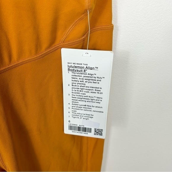Lululemon Align Onesie 8" Autumn Orange 6 - Picture 7 of 10
